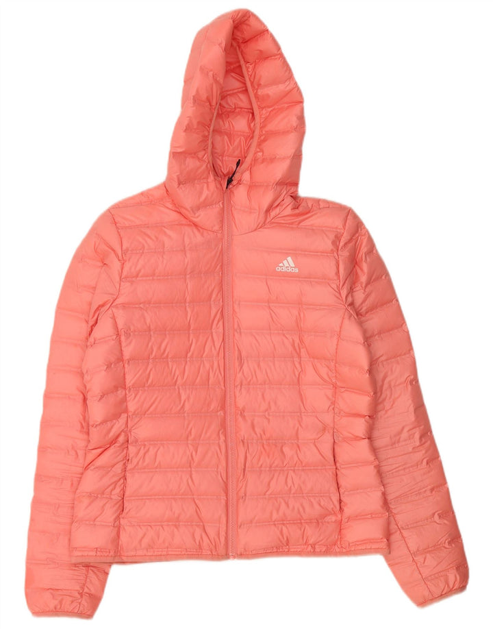 Adidas Womens Hooded Padded Jacket UK 12/14 Medium Pink Polyester