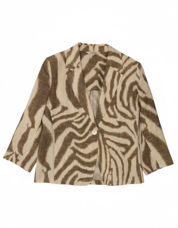 Vintage Womens Oversized 3/4 Sleeve Blazer Jacket UK 10 Small Brown