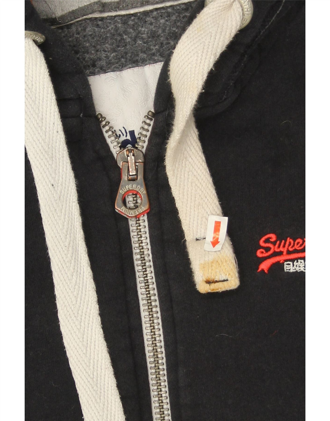 Superdry Mens Zip Hoodie Sweater Small Navy Blue Cotton