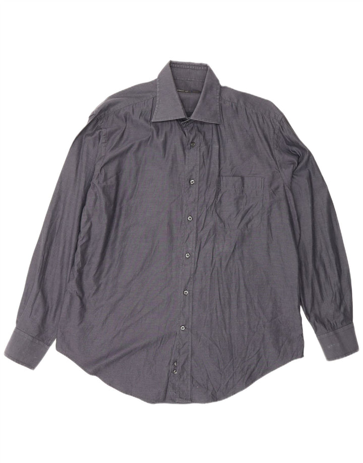 Cerruti 1881 Mens Shirt Large Navy Blue Cotton