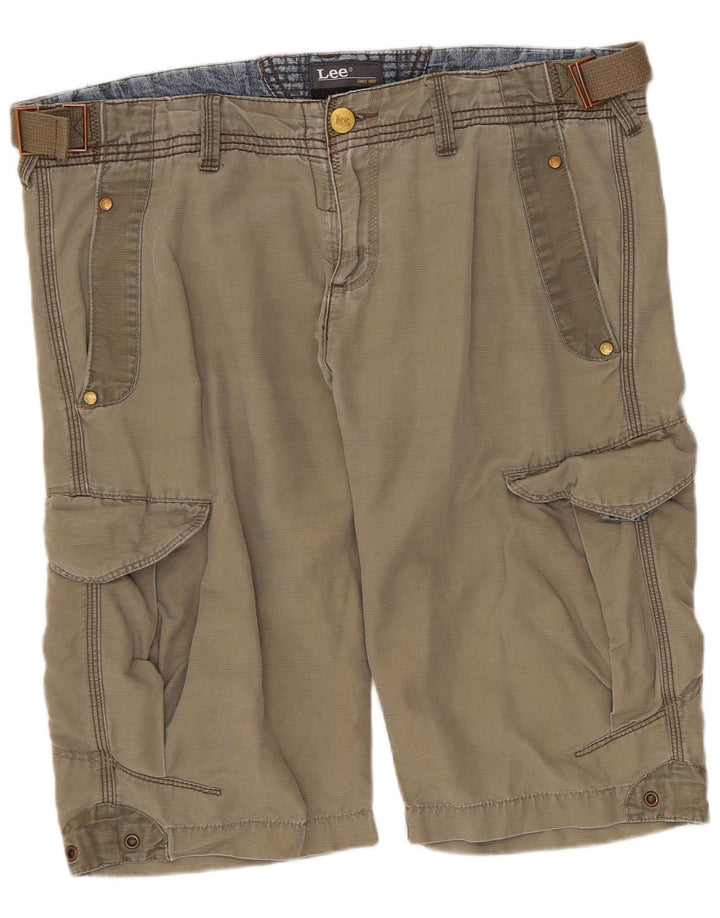 Lee Womens Cenn Cargo Shorts W34 Large Khaki Cotton