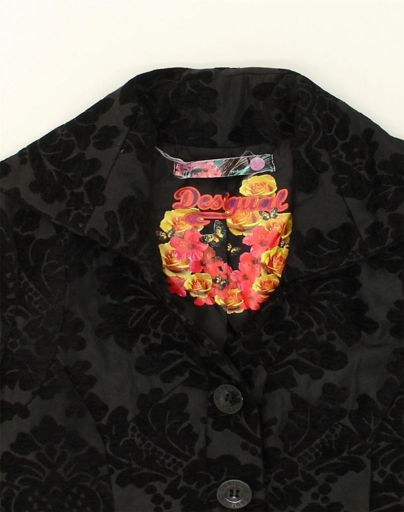 DESIGUAL Womens Overcoat EU 38 Medium Black Paisley Polyester | Vintage Desigual | Thrift | Second-Hand Desigual | Used Clothing | Messina Hembry 