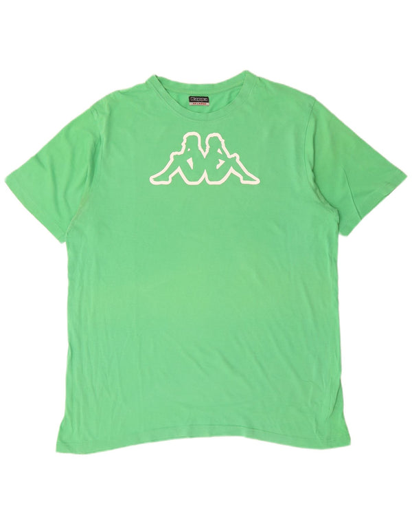 Kappa Womens Graphic T-Shirt Top UK 20 2XL Green Cotton
