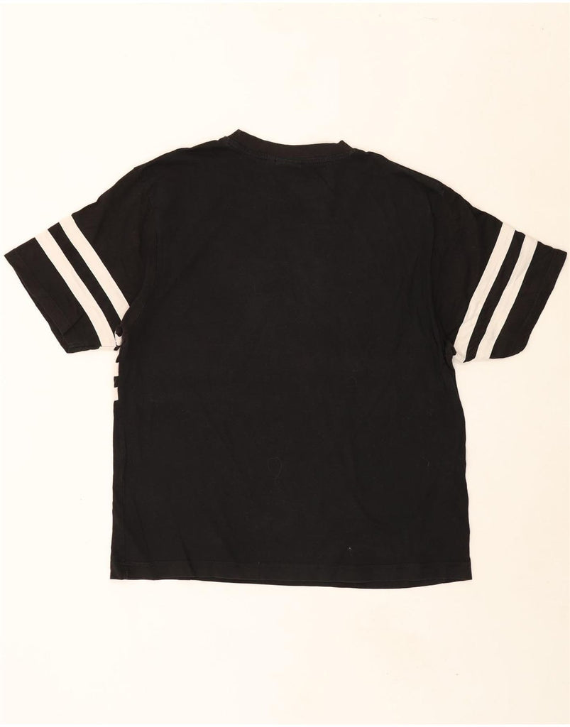 ELLESSE Mens Graphic T-Shirt Top Large Black Striped Cotton Vintage Ellesse and Second-Hand Ellesse from Messina Hembry 