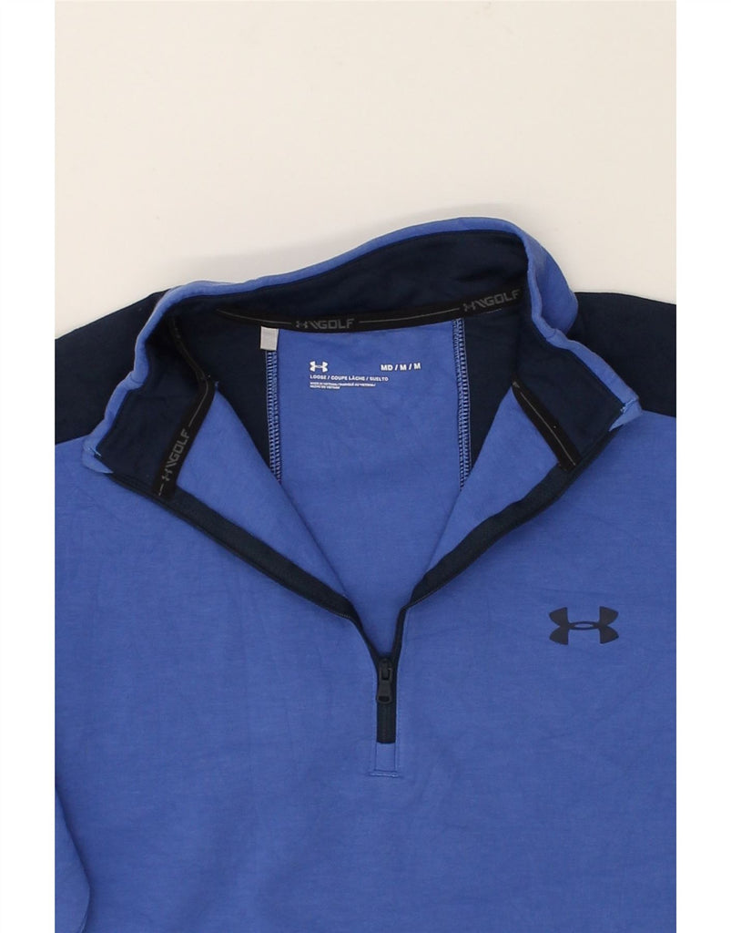 UNDER ARMOUR Womens Zip Neck Sweatshirt Jumper UK 14 Medium Blue | Vintage Under Armour | Thrift | Second-Hand Under Armour | Used Clothing | Messina Hembry 