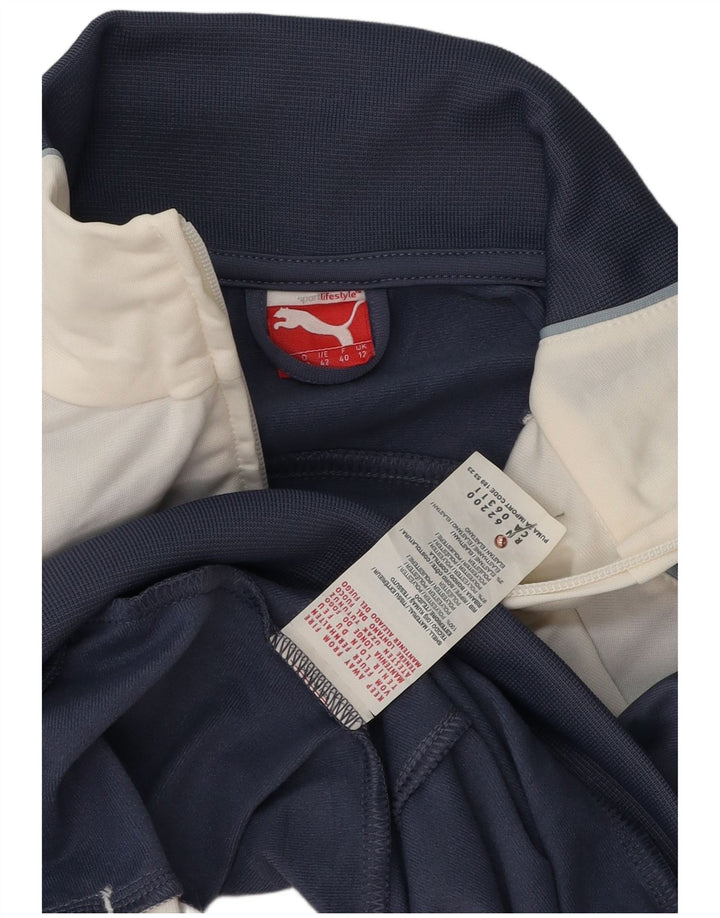 Puma Womens Tracksuit Top Jacket UK 12 Medium Navy Blue Colourblock