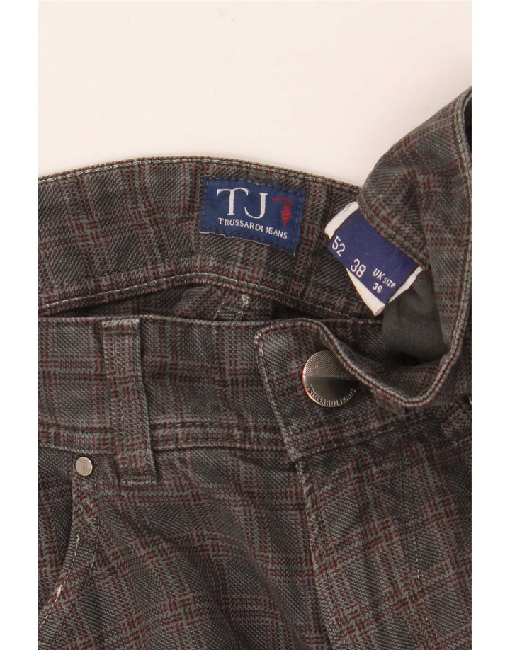Trussardi Mens Straight Casual Trousers W36 L32 Grey Check