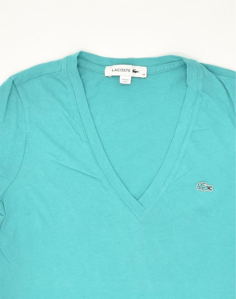 LACOSTE Womens T-Shirt Top Size 34 Small Turquoise Cotton | Vintage Lacoste | Thrift | Second-Hand Lacoste | Used Clothing | Messina Hembry 