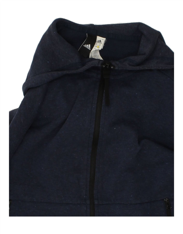 ADIDAS Mens Zip Hoodie Sweater XS Navy Blue Polyester Vintage Adidas and Second-Hand Adidas from Messina Hembry 