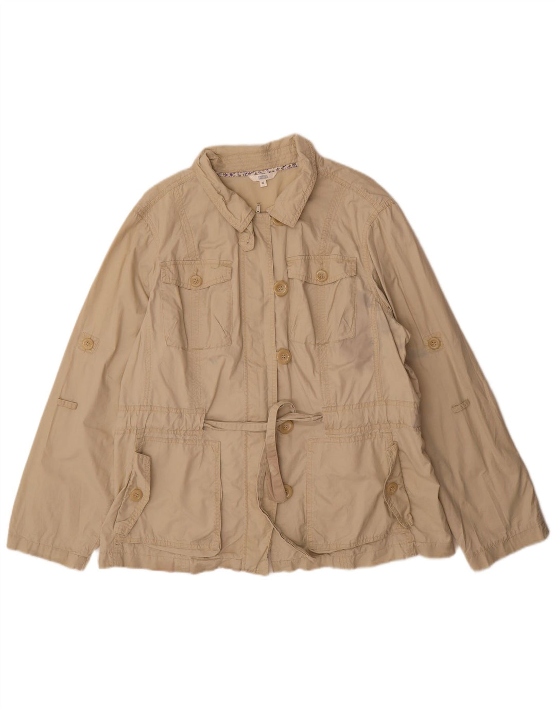 Marks & Spencer Womens Utility Jacket UK 22 3XL Beige Cotton