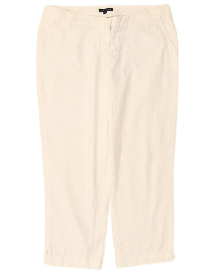 TOMMY HILFIGER Womens Straight Capri Trousers UK 10 W27 L24 White Cotton