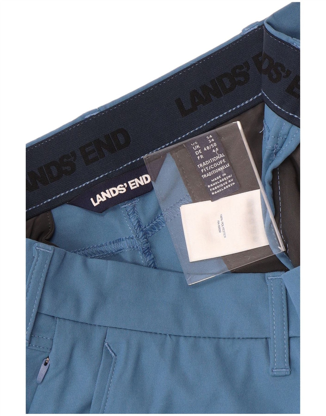 LANDS END Mens Chino Shorts W34 Large  Blue Polyester