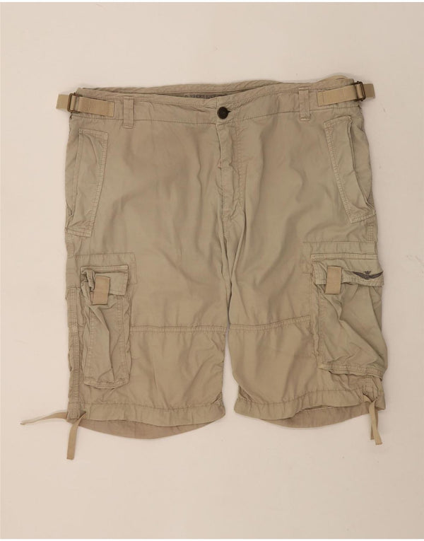 AERONAUTICA MILITARE Mens Cargo Shorts IT 56 3XL W38 Beige Cotton