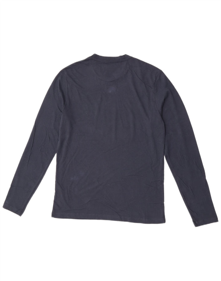 All Saints Mens Top Long Sleeve Small Navy Blue Cotton