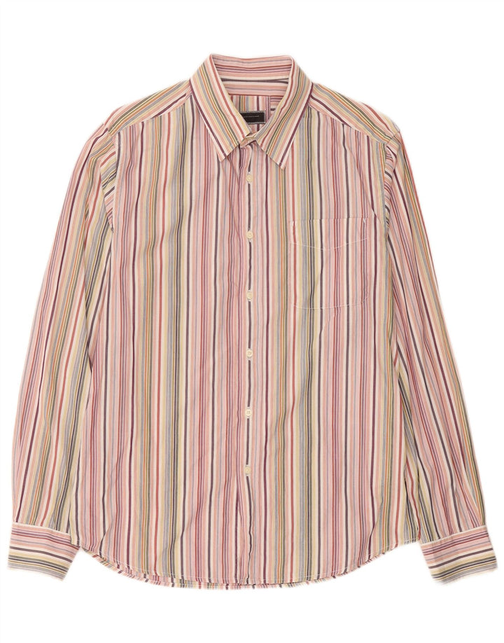 Sergio Tacchini Mens Shirt Large Multicoloured Striped Cotton