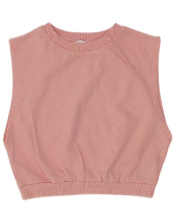 Topshop Womens Sleeveless Crop Top UK 10 Small Pink Cotton