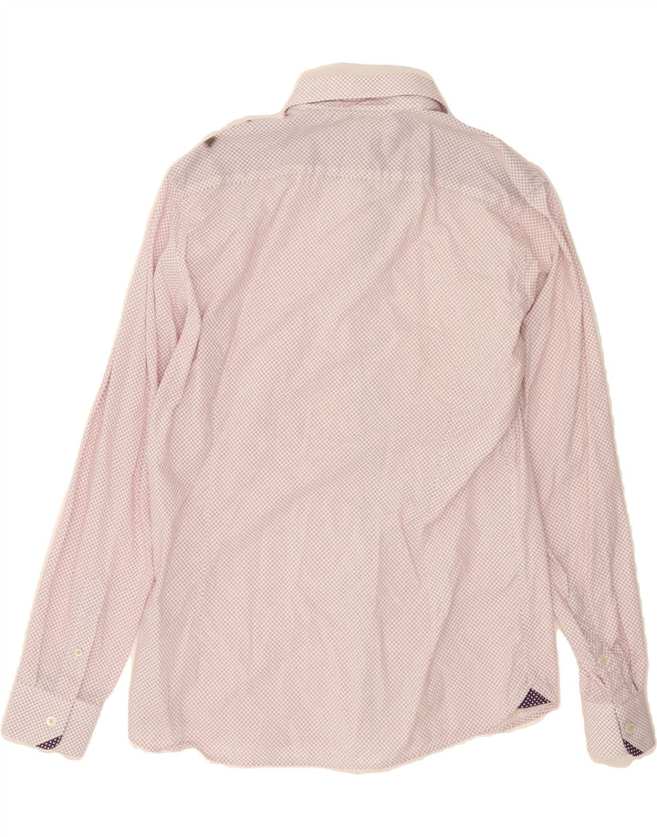 TED BAKER Mens Shirt Size 15 1/2 Medium Pink Geometric Cotton Vintage Ted Baker and Second-Hand Ted Baker from Messina Hembry 