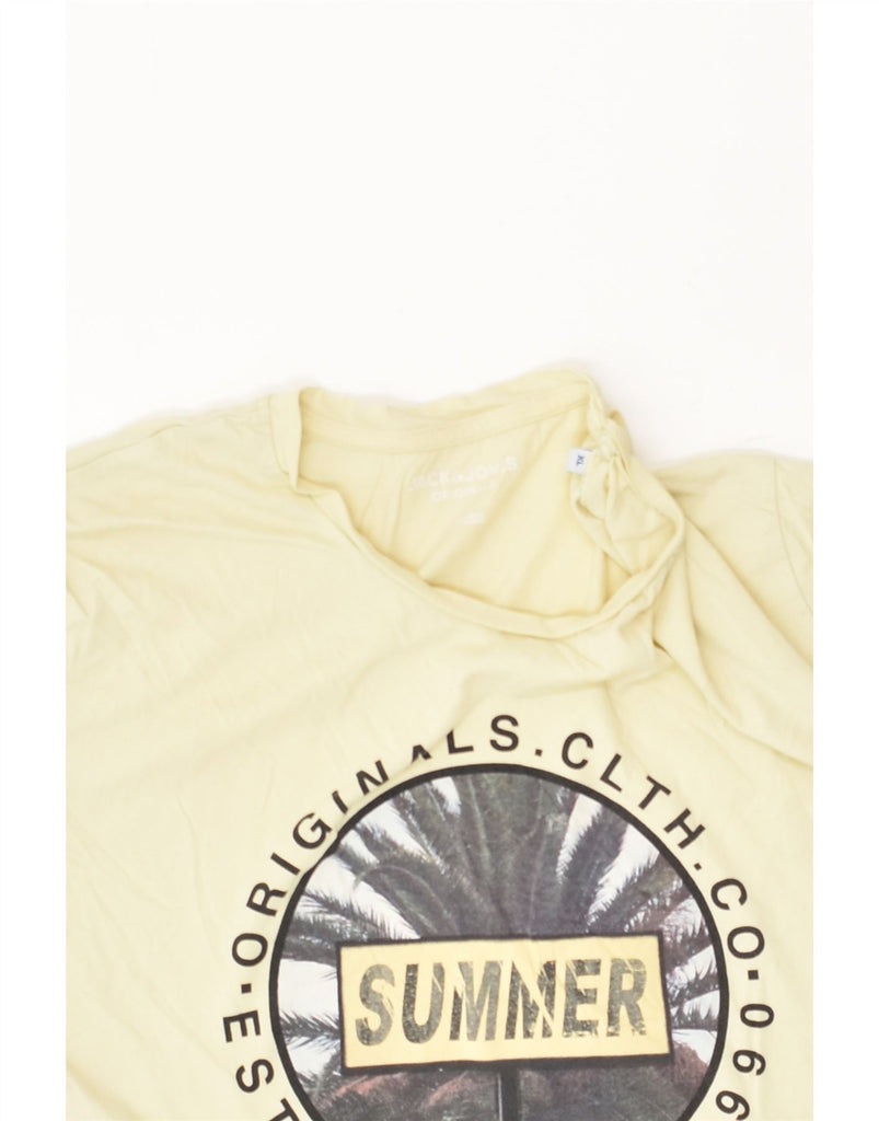 JACK & JONES Mens Slim Fit Graphic T-Shirt Top XL Yellow Cotton | Vintage Jack & Jones | Thrift | Second-Hand Jack & Jones | Used Clothing | Messina Hembry 