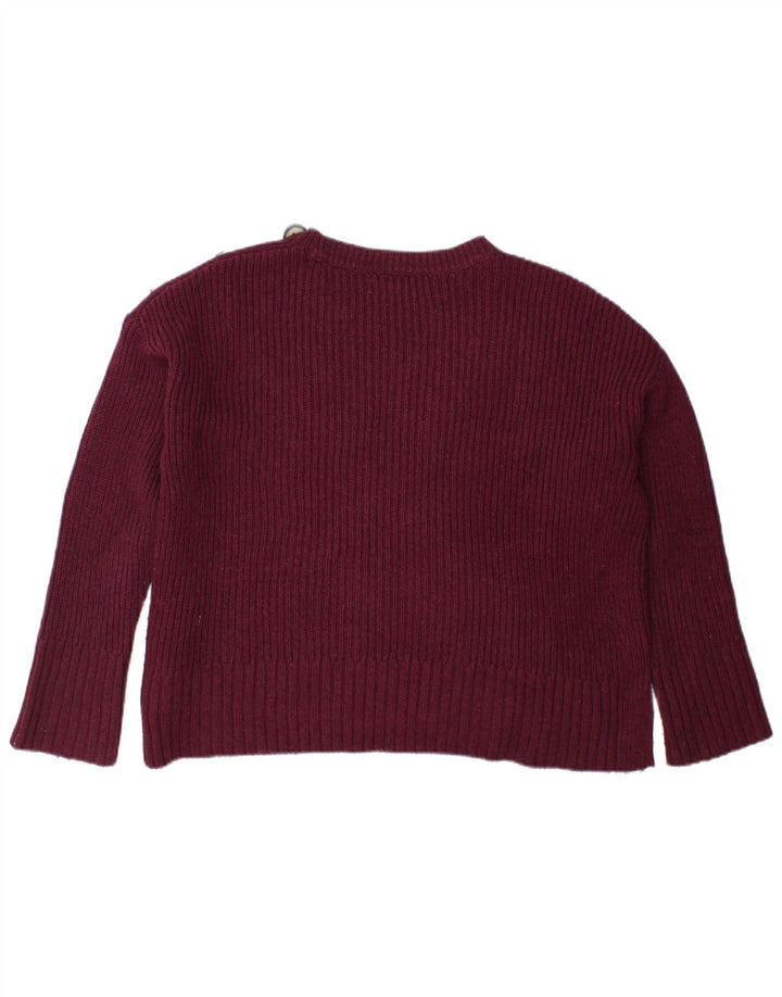 Marks & Spencer Womens Crew Neck Jumper Sweater UK 12 Medium Burgundy