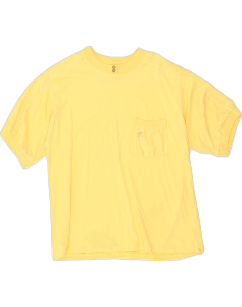 VINTAGE Womens T-Shirt Top IT 48 XL Yellow Cotton | Vintage Vintage | Thrift | Second-Hand Vintage | Used Clothing | Messina Hembry 