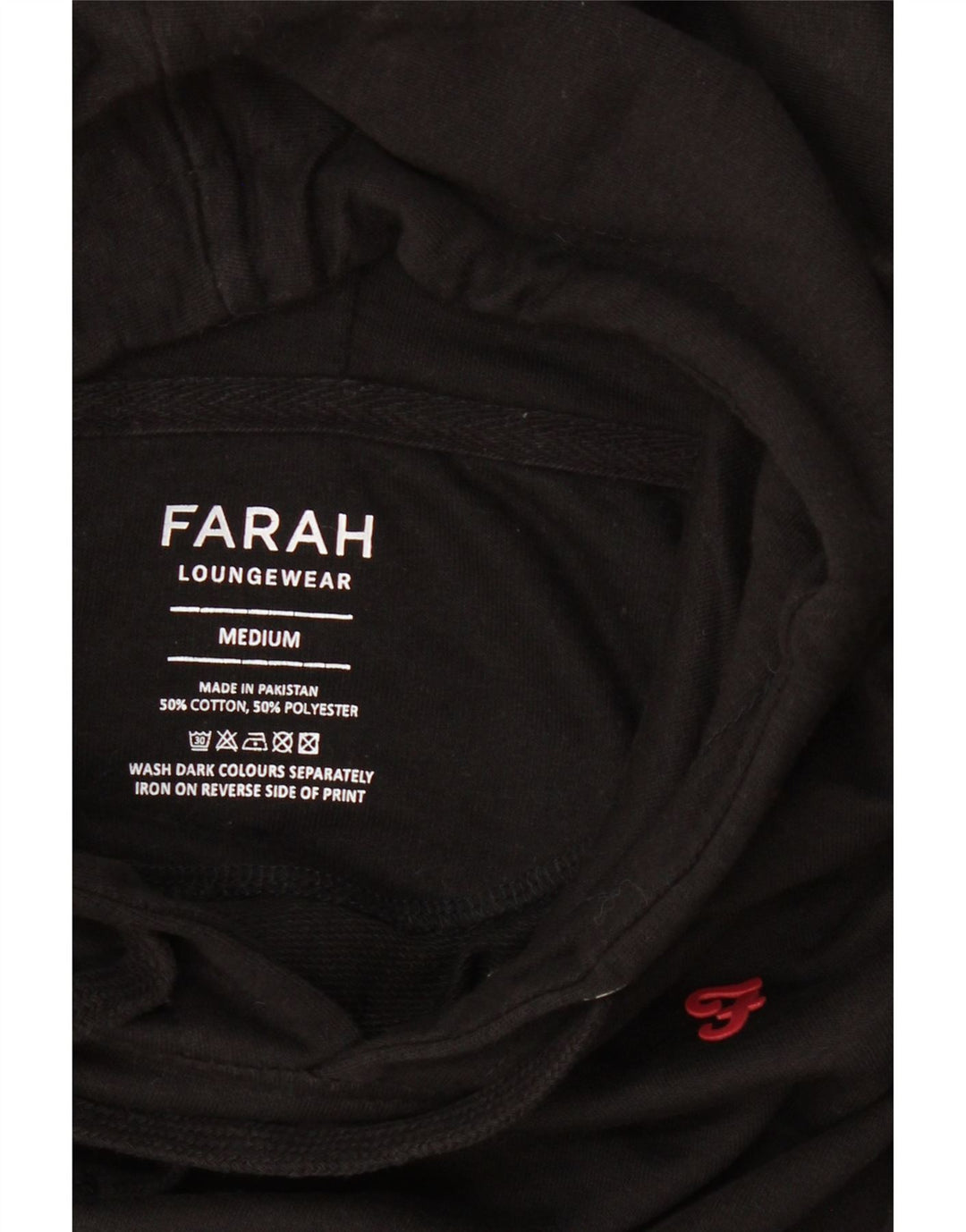 Farah Mens Hoodie Jumper Medium Black Cotton