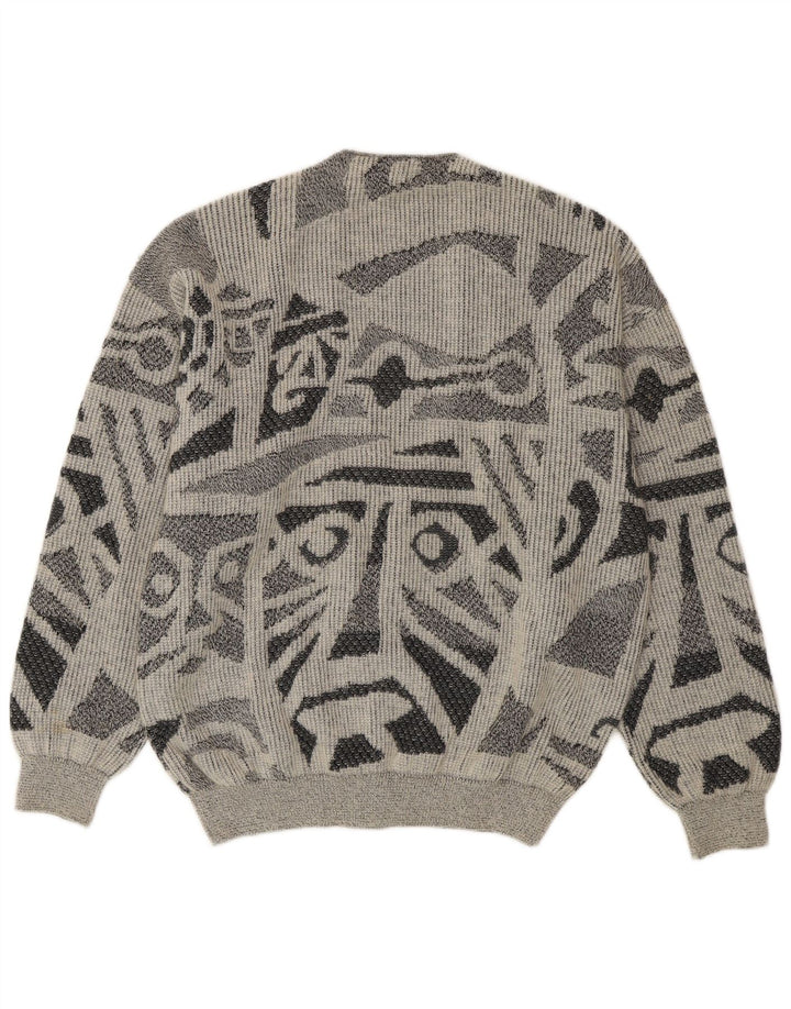 Bizzarro Womens Oversized Cardigan Sweater IT 44 Medium Grey Geometric