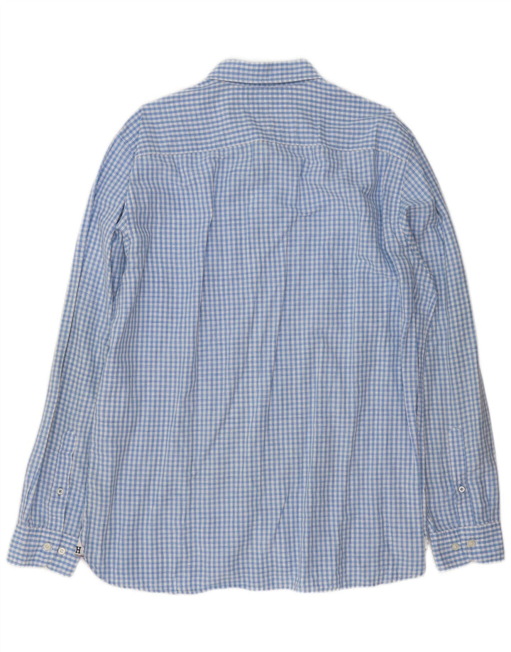 Tommy Hilfiger Mens Shirt XL Blue Gingham Linen