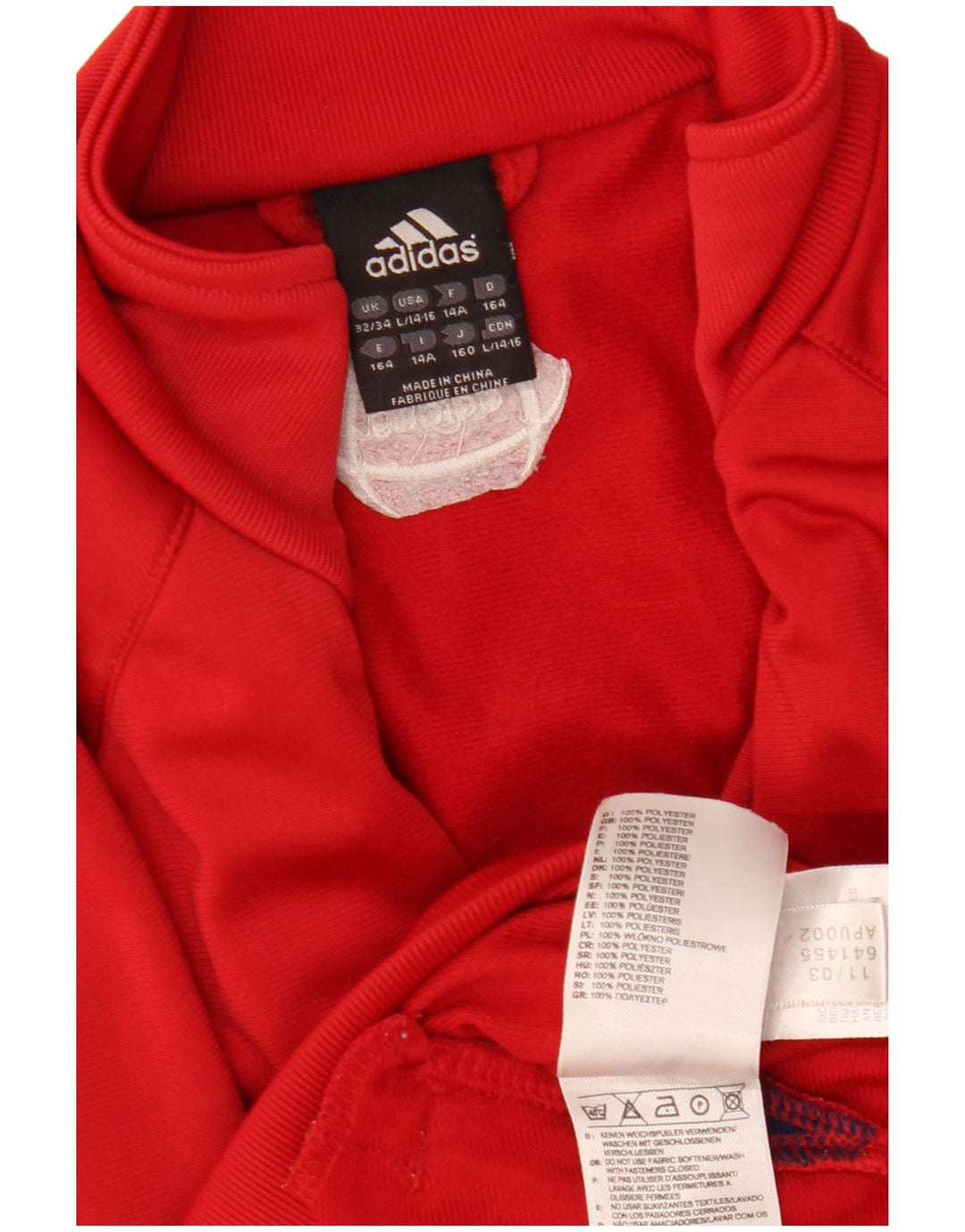 Adidas Boys Graphic Tracksuit Top Jacket 13-14 Years Red Polyester