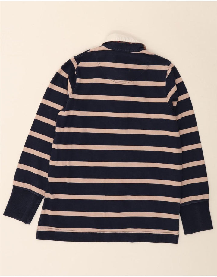 JOULES Womens Long Sleeve Rugby Polo Shirt UK 12 Medium Navy Blue Striped