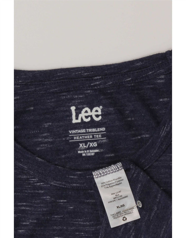 Lee Mens T-Shirt Top XL Navy Blue Flecked Cotton