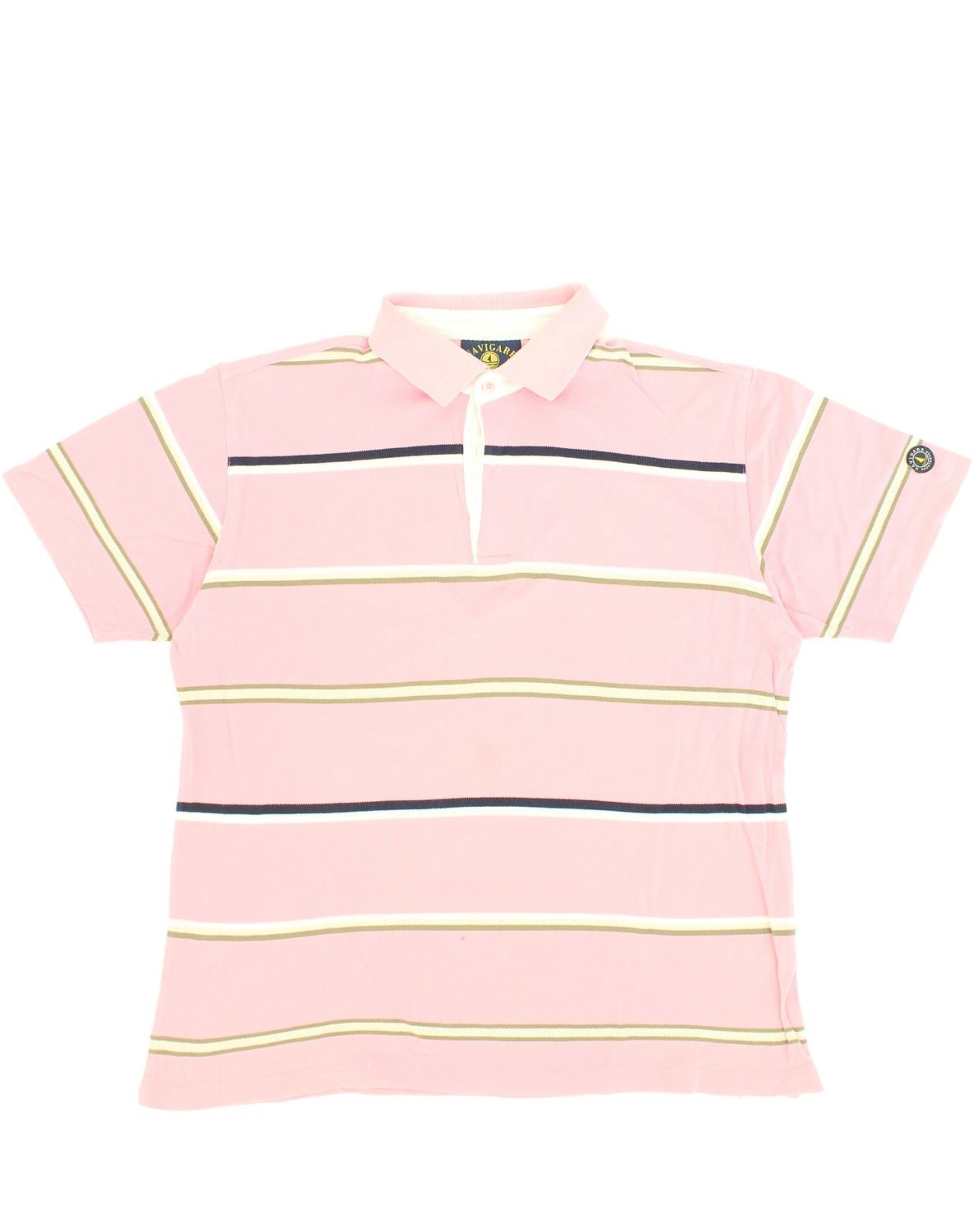 Mens Polo Shirt XL Pink Striped Cotton | Vintage & Second-Hand Clothing Online | Thrift Shop