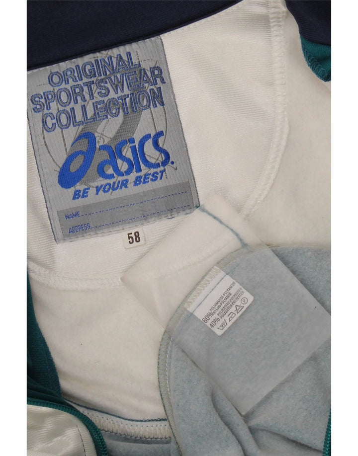 Asics Mens Graphic Tracksuit Top Jacket IT 58 2XL Green Colourblock