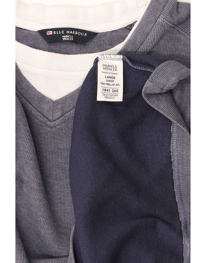 Marks & Spencer Mens Blue Harbour Sweatshirt Jumper Large Navy Blue Cotton