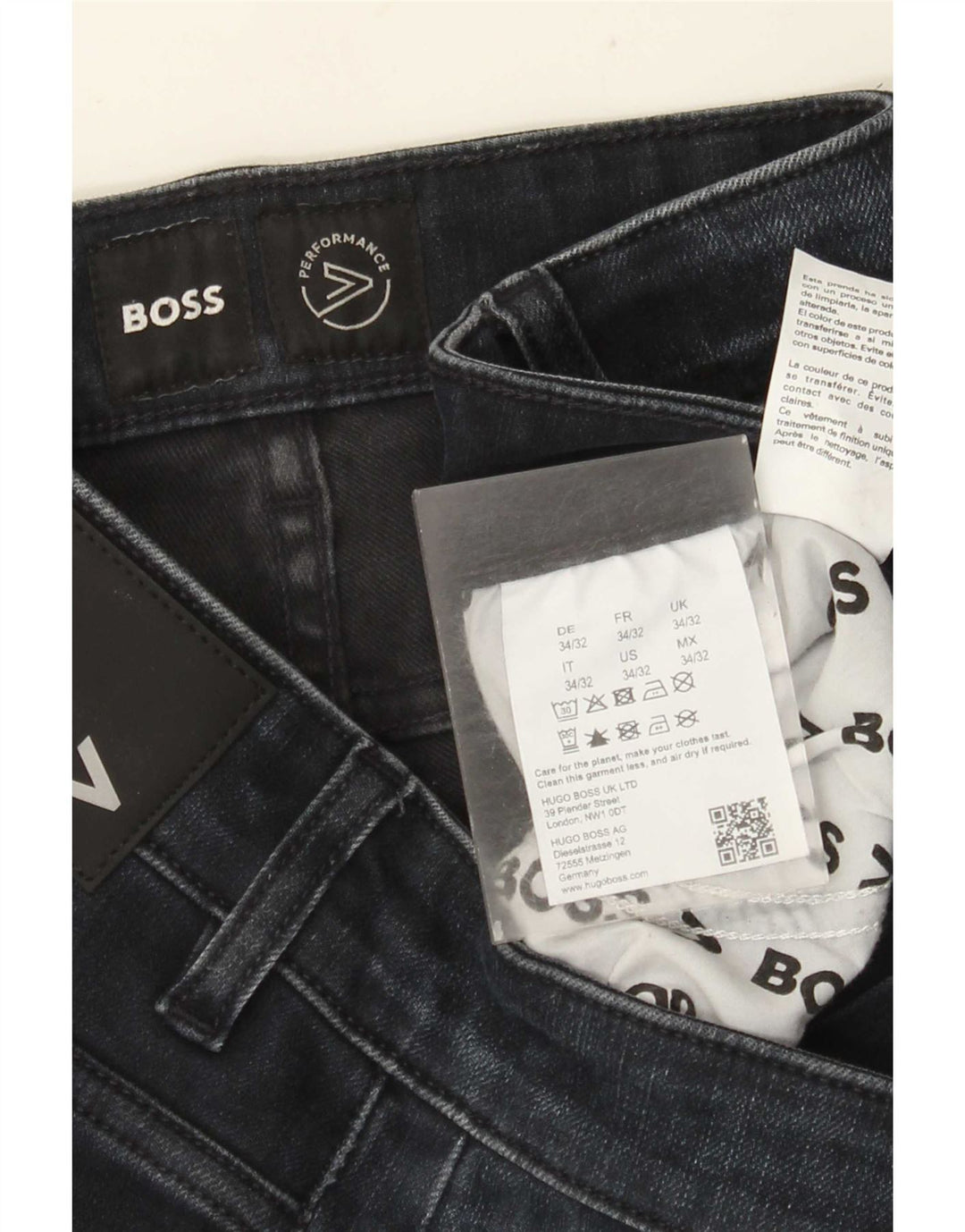 HUGO BOSS Womens Slim Jeans W34 L32 Navy Blue Cotton