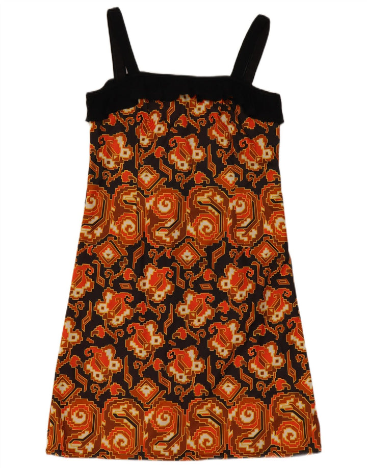 Vintage Womens Sundress UK 10 Small Brown Geometric