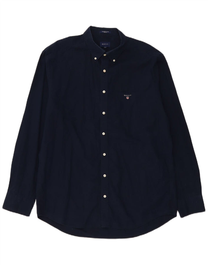 Gant Mens Regular Shirt XL Navy Blue Cotton