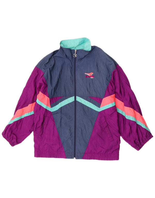 Diadora Womens Tracksuit Top Jacket Medium Multicoloured Colourblock Retro