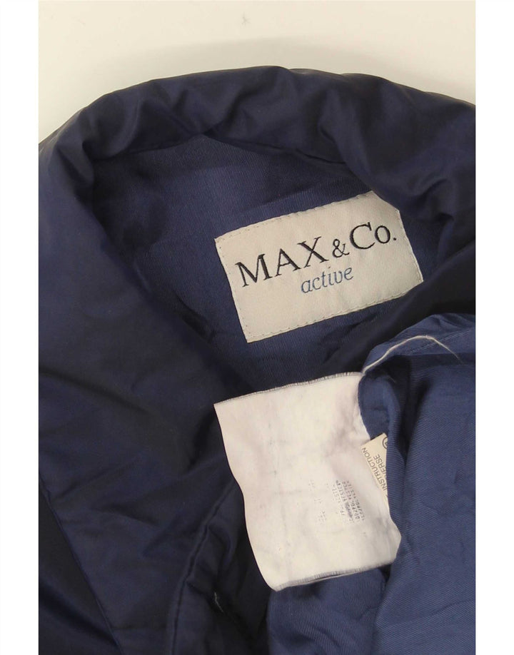 Max & Co. Womens Short Double Breasted Trench Coat IT 46 Large Navy Blue