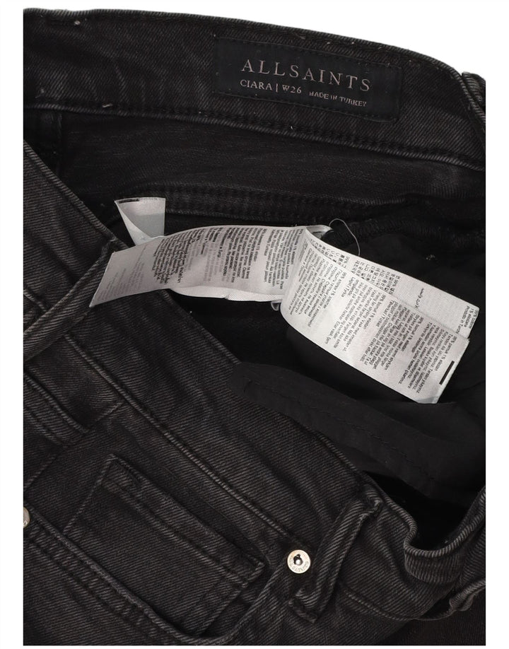 ALL SAINTS Womens Bootcut Jeans W26 L30 Black Cotton