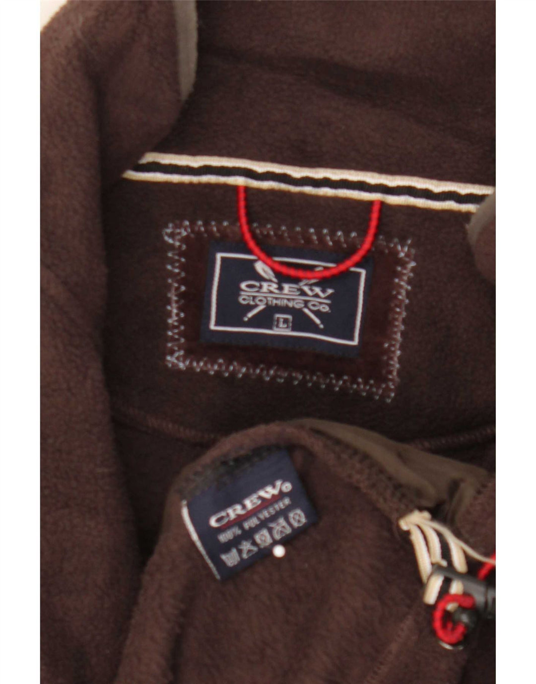 Crew Clothing Mens Zip Neck Fleece Jumper Large Brown Polyester