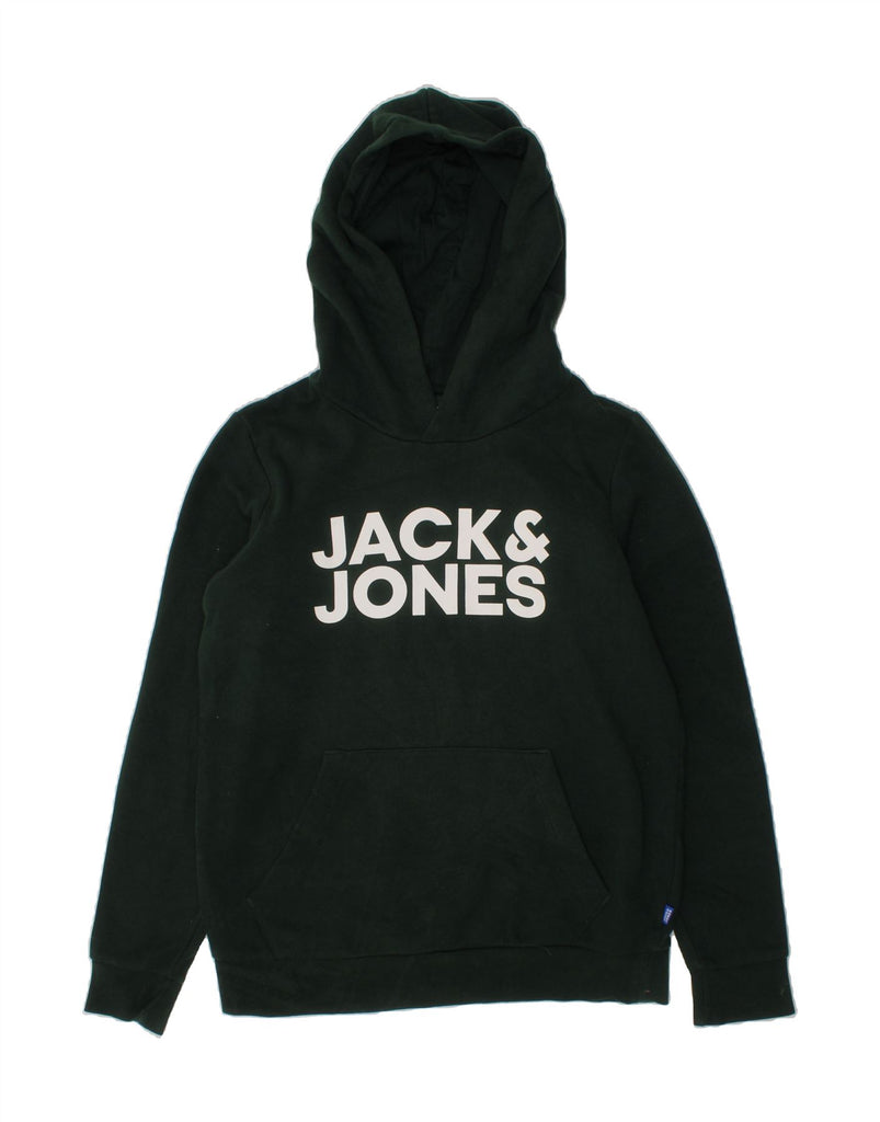 JACK & JONES Boys Graphic Hoodie Jumper 11-12 Years Green Cotton Vintage Jack & Jones and Second-Hand Jack & Jones from Messina Hembry 