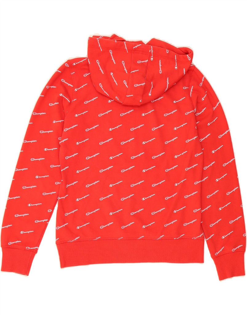 CHAMPION Womens Graphic Hoodie Jumper UK 12 Medium Red Cotton Vintage Champion and Second-Hand Champion from Messina Hembry 