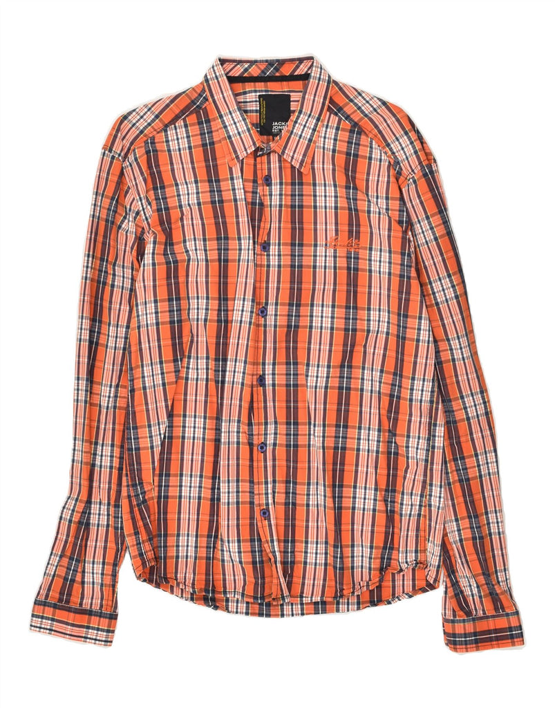 JACK & JONES Mens Slim Shirt XL Orange Check Cotton | Vintage Jack & Jones | Thrift | Second-Hand Jack & Jones | Used Clothing | Messina Hembry 