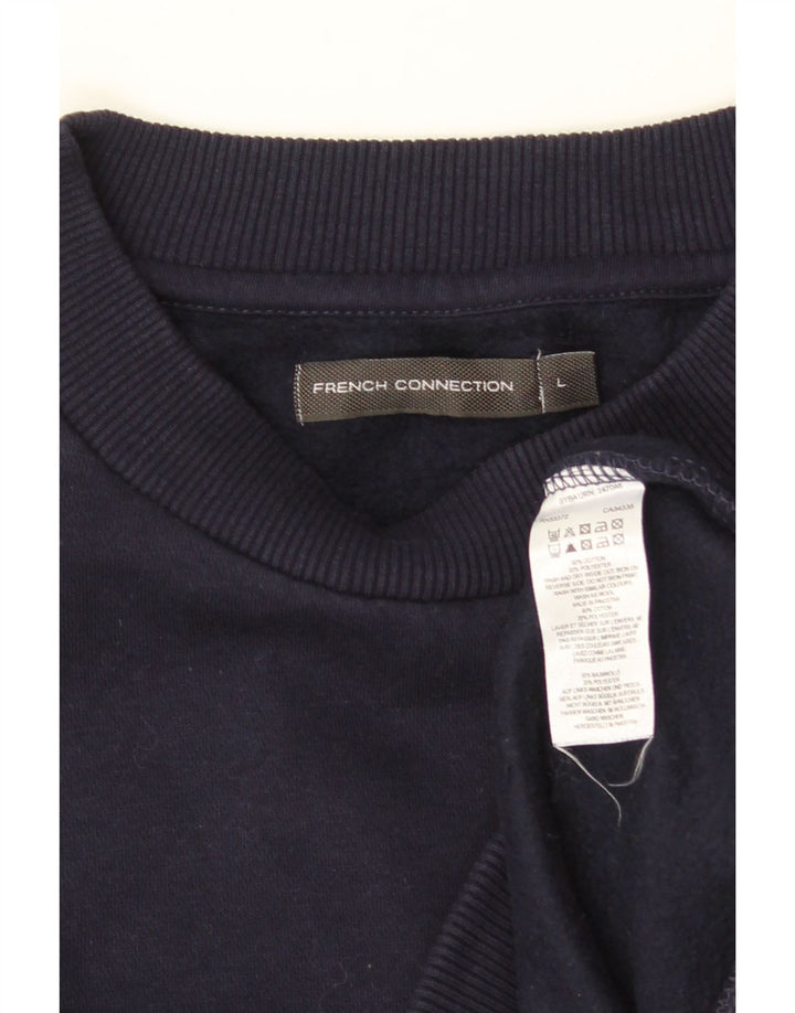 FRENCH CONNECTION Womens Graphic Sweatshirt Jumper UK 16 Large Navy Blue
