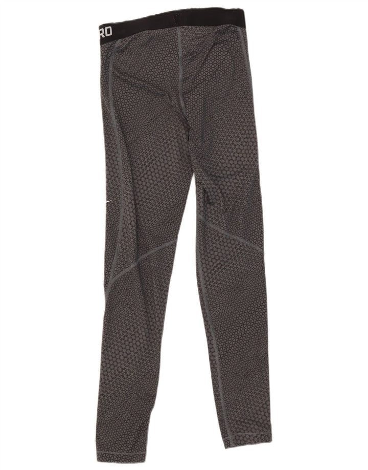 Nike Womens Dri Fit Graphic Leggings UK 8 Small Grey Geometric Polyester