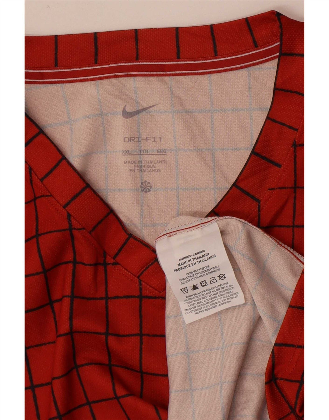 Nike Mens Dri Fit T-Shirt Top 2XL Orange Check Polyester