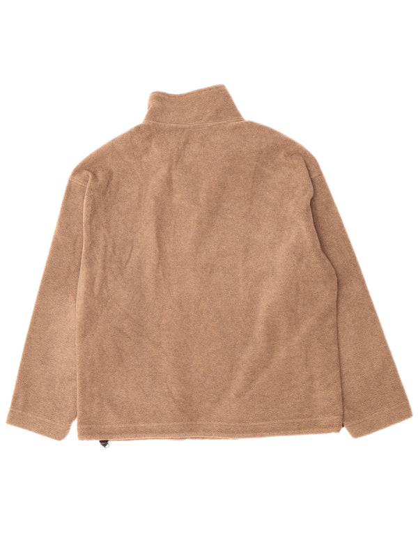 Think Pink Womens Zip Neck Fleece Jumper UK 14 Medium Brown Polyester