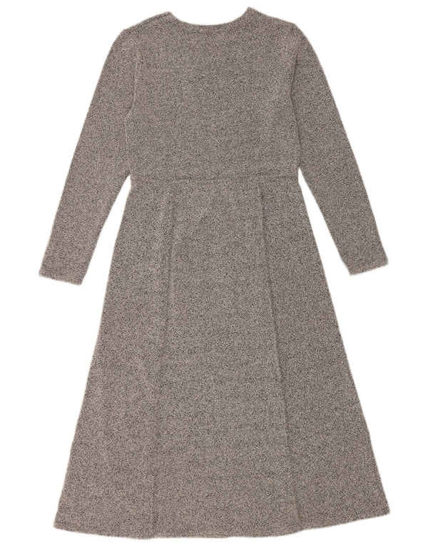 Zara Womens Long Sleeve A-Line Dress UK 12 Medium Grey Flecked