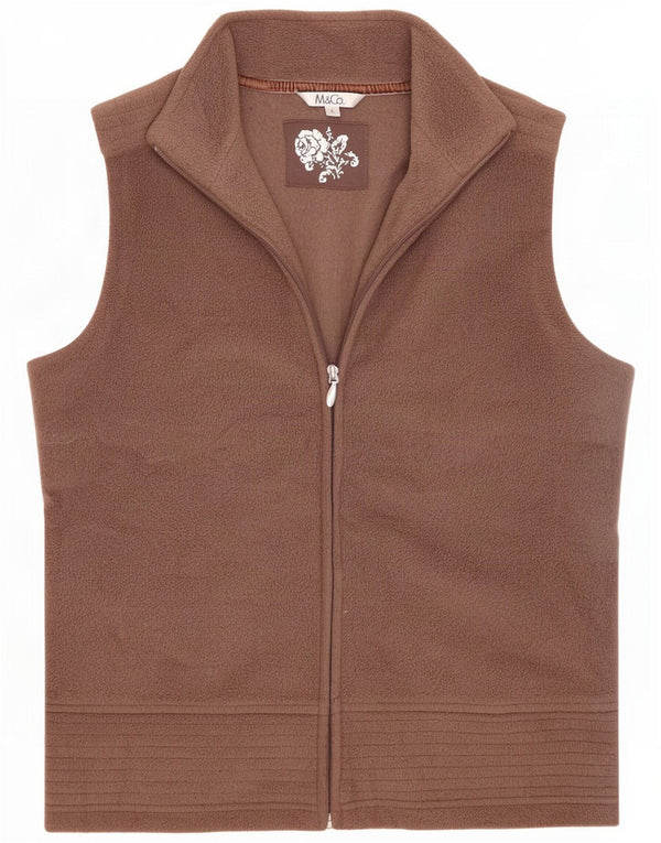 M&Co Womens Fleece Gilet UK 16 Large Brown Polyester