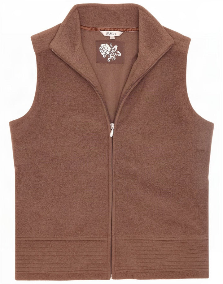 M&Co Womens Fleece Gilet UK 16 Large Brown Polyester